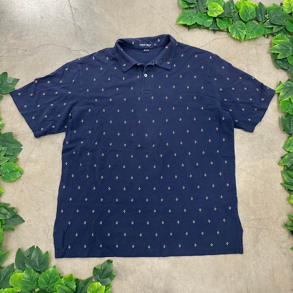 Polo Golf Ralph Lauren Navy Diamond Print Polo Shirt
